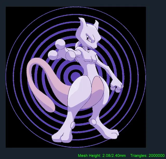 HueForge model: Mewtwo - Pokemon Hueforge by Canadian Gamer