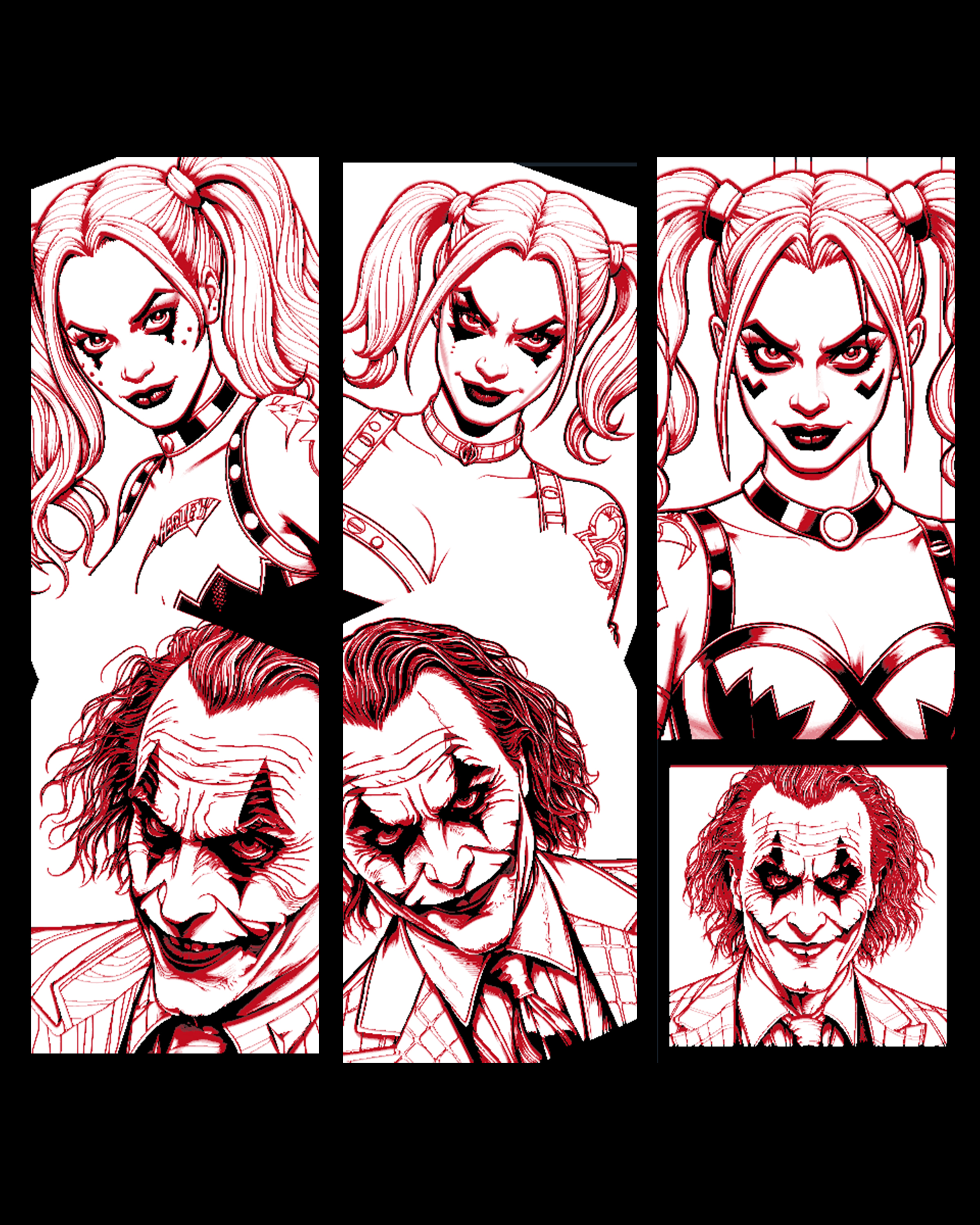 Fan art set of bookmarks - DC Characters Joker and Harley Quinn by BooneCo3d HueForge model: Fan art set of bookmarks - DC Characters Joker and Harley Quinn by BooneCo3d