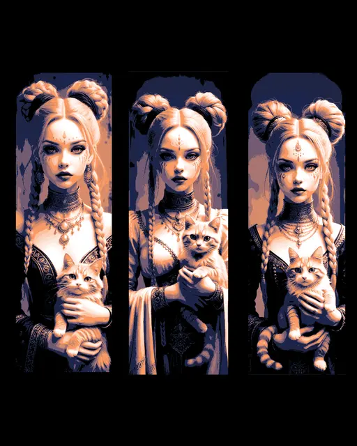 HueForge model: Sometimes you just need a picture of a beautiful Girl and her Cat - Set of Bookmarks by BooneCo3d