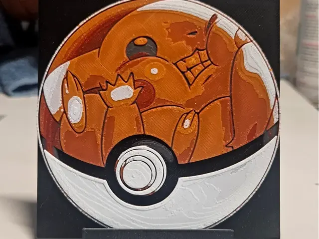 HueForge model: Pickachu in Pokeball by Mano's 3d_Art
