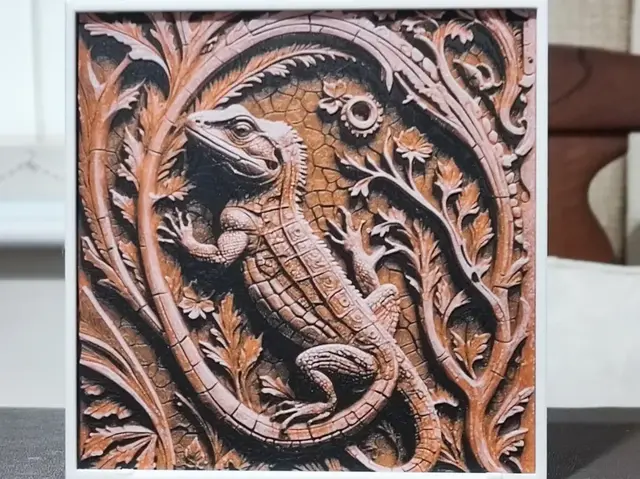 HueForge model: Wood Carving Lizard - HueForge 3 Color by BoDad