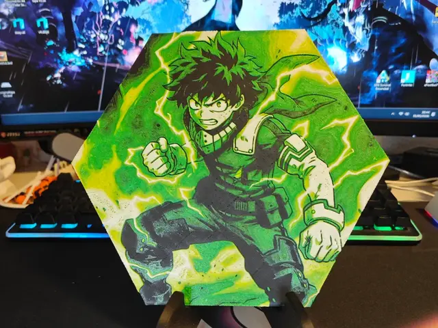 HueForge model: Hueforge Deku (My Hero Academia) honeycomb mode by JGz3DMaker