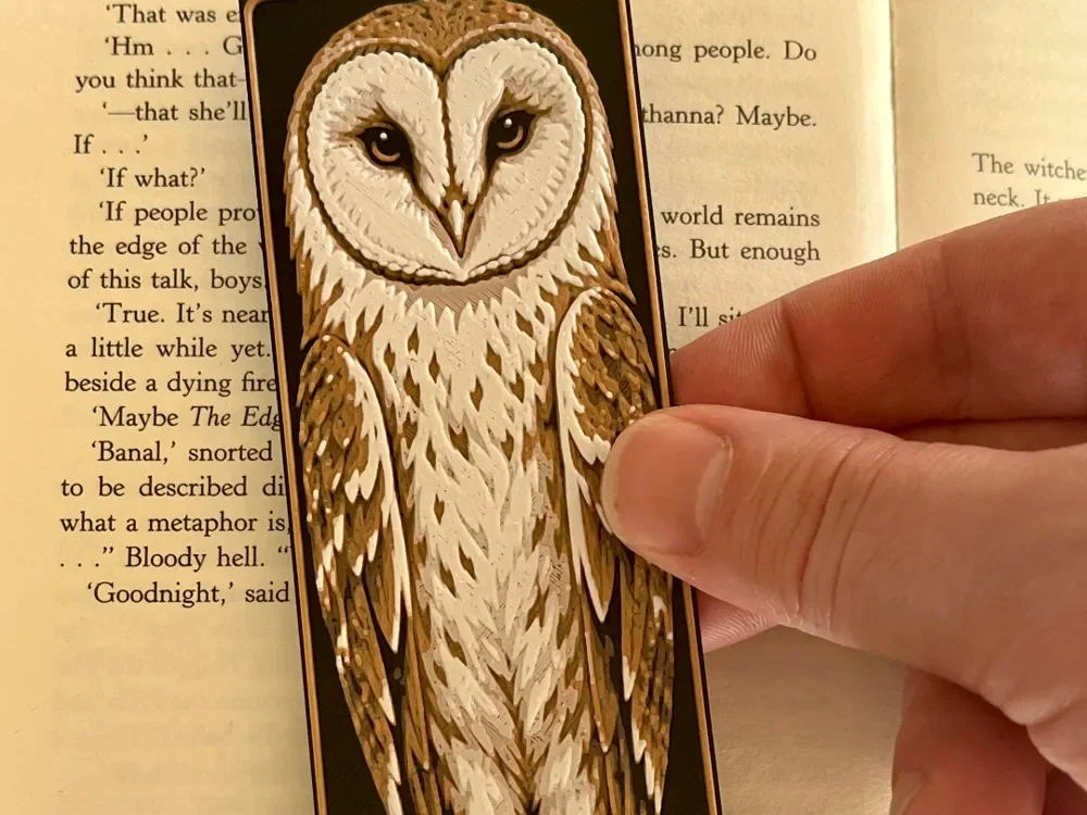 Barn Owl Bookmark by HexarHaus HueForge model: Barn Owl Bookmark by HexarHaus