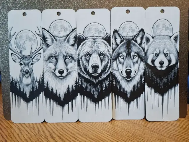 HueForge model: set of 5 Forest moon animal bookmarks 2 colours by 3dGlow