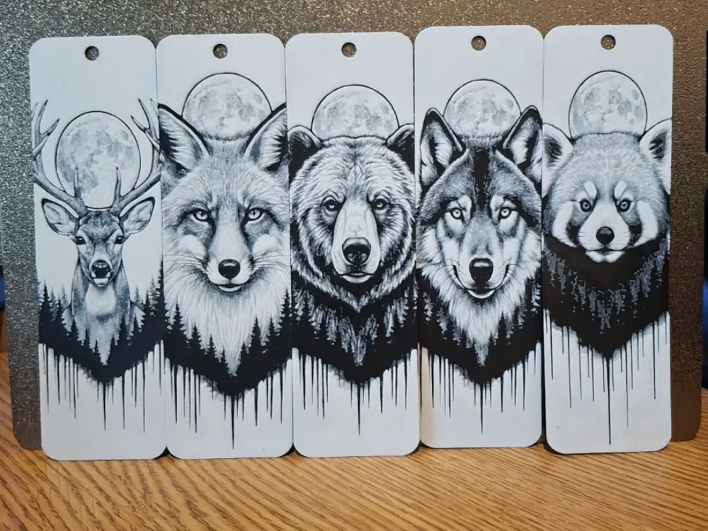 set of 5 Forest moon animal bookmarks 2 colours by 3dGlow HueForge model: set of 5 Forest moon animal bookmarks 2 colours by 3dGlow