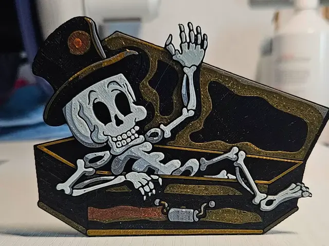 HueForge model: Halloween Skeleton in coffin by Mano's 3d_Art