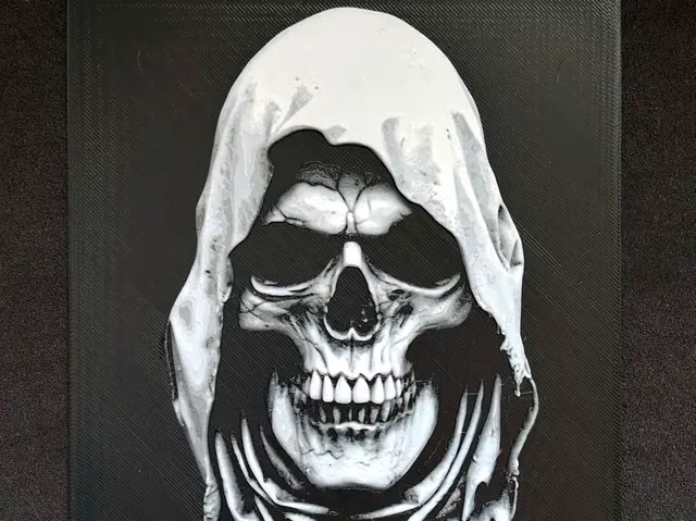 A hooded skull HueForge