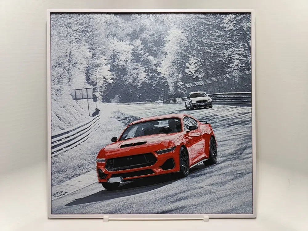 Mustang on the Nürburgring – Hueforge by BeaN HueForge model: Mustang on the Nürburgring – Hueforge by BeaN