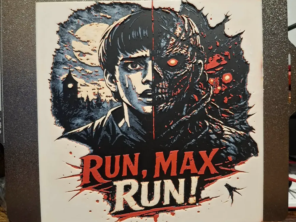 Run Max - Stranger things - Hueforge - 4 colours by 3dGlow HueForge model: Run Max - Stranger things - Hueforge - 4 colours by 3dGlow