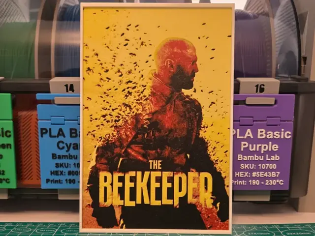 HueForge model: The Beekeeper Movie Poster - Hueforge Art by Lumpy3D
