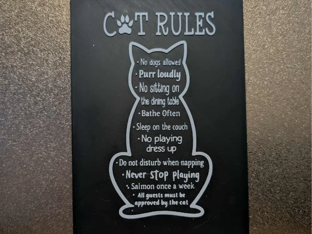 Cat rules - 2 colours by 3dGlow HueForge model: Cat rules - 2 colours by 3dGlow