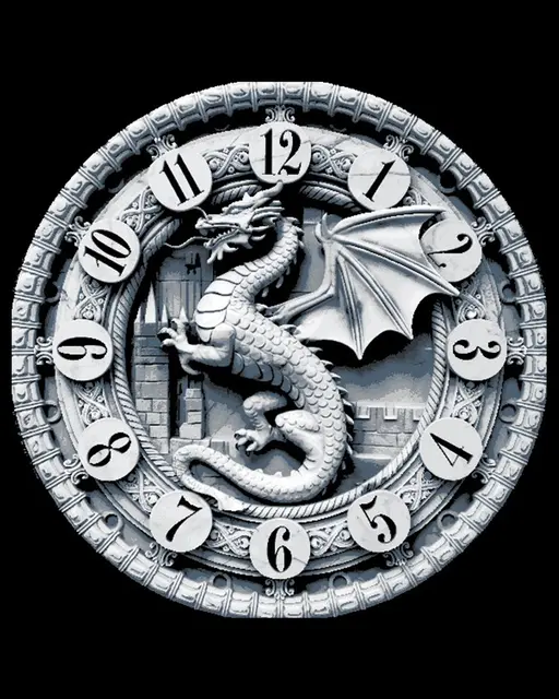 HueForge model: Celtic Knot Design Clock Face showcasing a Carved Great Dragon by BooneCo3d