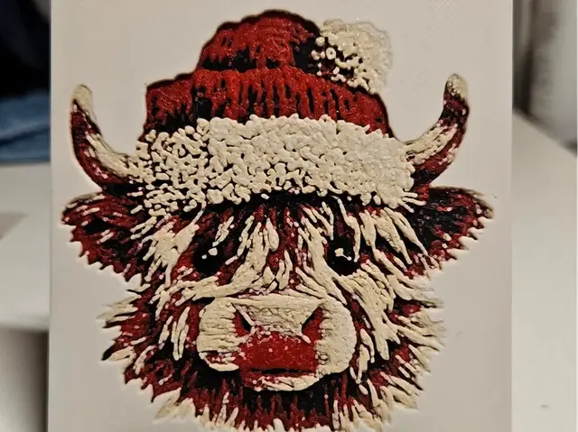 HueForge model: Christmas Higland Cow fluffy head by Mano's 3d_Art