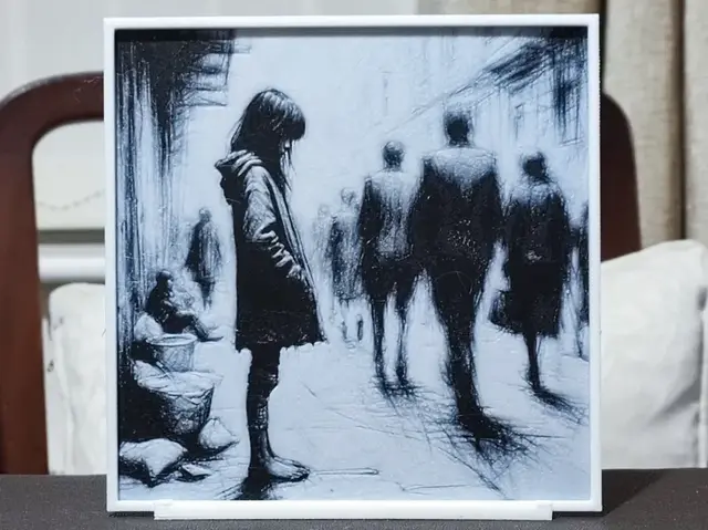 HueForge model: Alone In The Crowd - HueForge 2 Color by BoDad