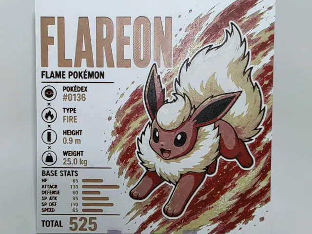 HueForge model: Flareon Infographic Hueforge by 3Ree Printing
