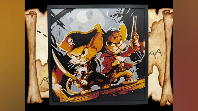 HueForge model: Swashbuckling Pirate Mice - Fantasy Animal Hueforge by Canadian Gamer