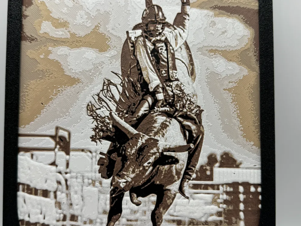 Bull Riding - Hueforge by Canadian Gamer HueForge model: Bull Riding - Hueforge by Canadian Gamer