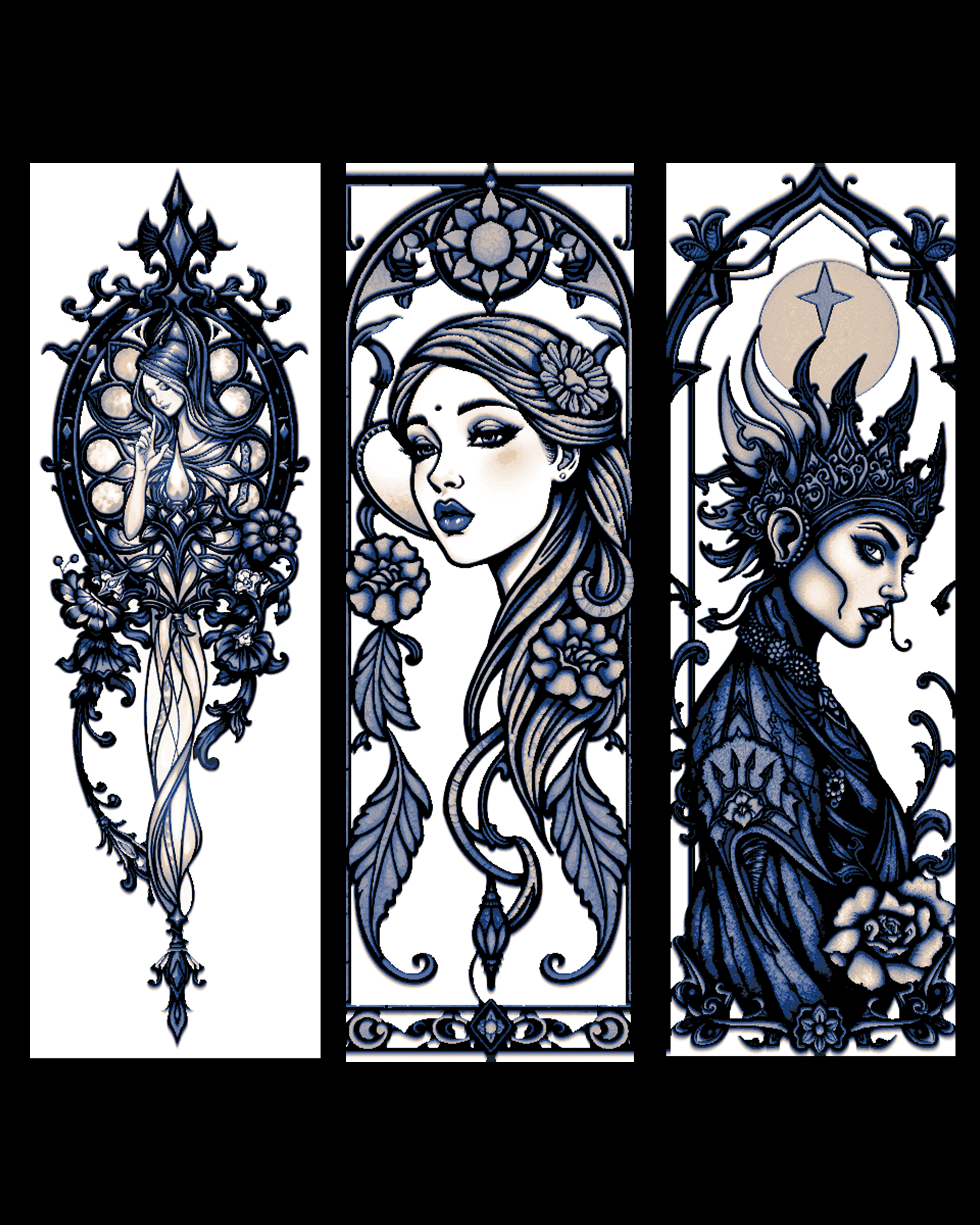 Tattoo designs featuring women and beautiful Line art - set of bookmarks by BooneCo3d HueForge model: Tattoo designs featuring women and beautiful Line art - set of bookmarks by BooneCo3d