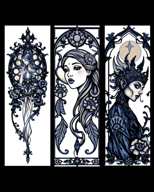 HueForge model: Tattoo designs featuring women and beautiful Line art - set of bookmarks by BooneCo3d