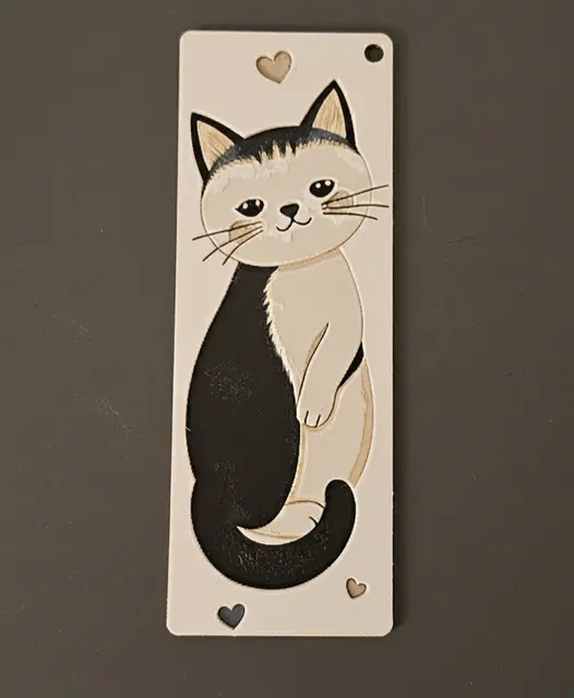 HueForge model: Valentine Kitty Bookmark7 - Hueforge - 4 colors by doodleddigital
