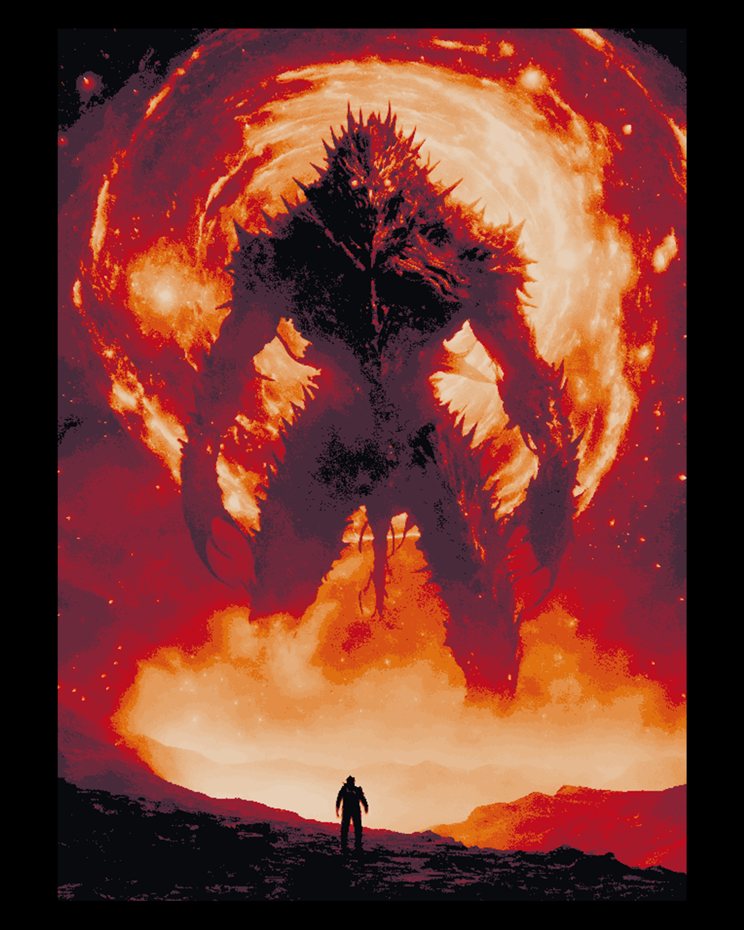 The walk of the mighty titan or Kaiju - Apocalyptic fantasy - Hueforge Art by BooneCo3d HueForge model: The walk of the mighty titan or Kaiju - Apocalyptic fantasy - Hueforge Art by BooneCo3d