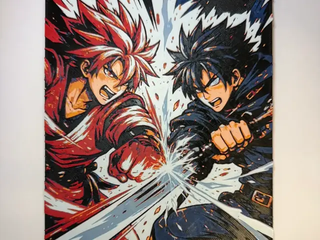 HueForge model: Anime-Style Wall Art – Dynamic Battle Scene by Loupes