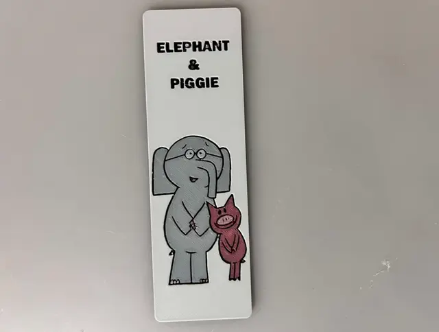 HueForge model: Mo Willems Elephant and Piggie - Bookmark by 3djd