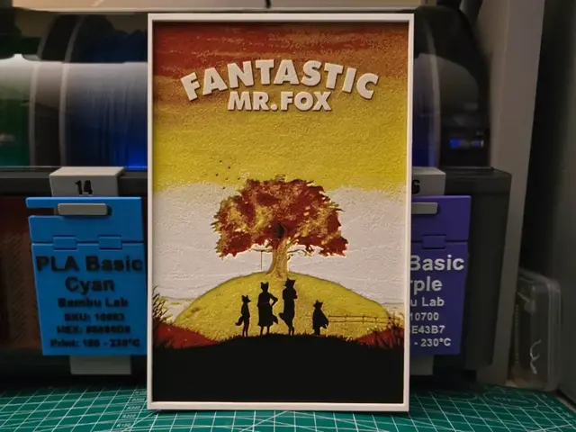 HueForge model: Fantastic Mr. Fox Movie Poster - Hueforge Art by Lumpy3D