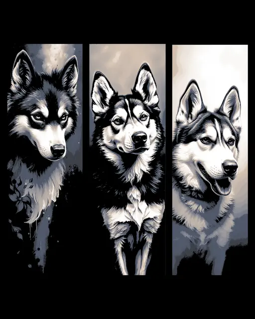 HueForge model: Portraits of the domesticated wolf - the beautiful Husky - Set of Bookmarks by BooneCo3d
