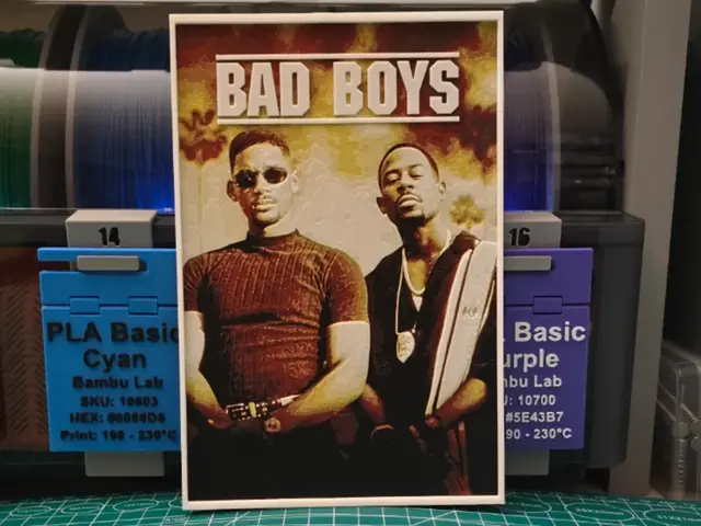 HueForge model: Bad Boys Movie Poster - Hueforge Art by Lumpy3D