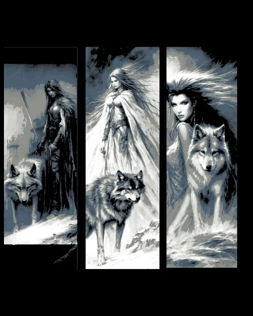 HueForge model: In the Wild with Her sister Wolf By Her Side - Set of 3 Bookmarks by BooneCo3d