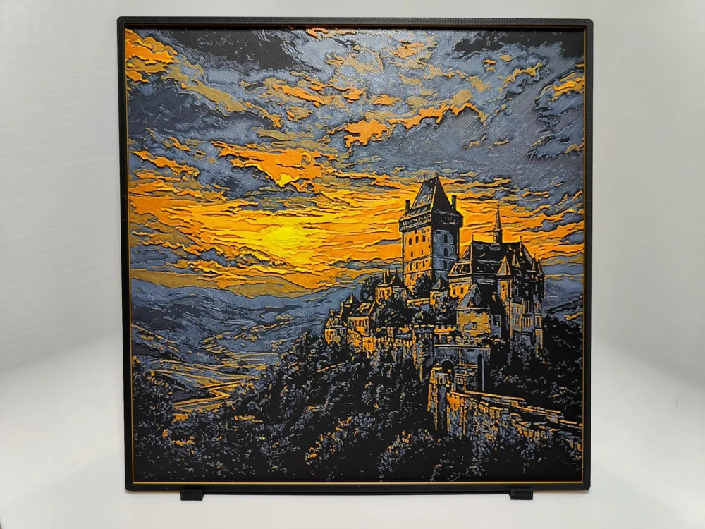 Karlštejn Castle Sunset - Hueforge by BeaN HueForge model: Karlštejn Castle Sunset - Hueforge by BeaN