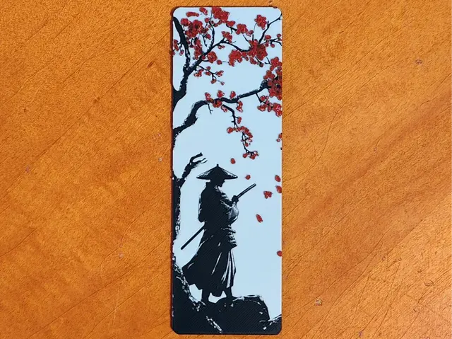 HueForge model: Samurai and Cherry Blossoms Bookmark by Sarge