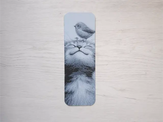 HueForge model: Happy Kitten and Bird Bookmark by Atrus Design