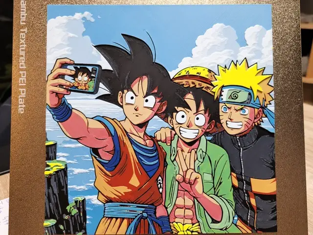 HueForge model: Selfie Goku Luffy Naruto  - Manga Hueforge 200x200 by Vincent111