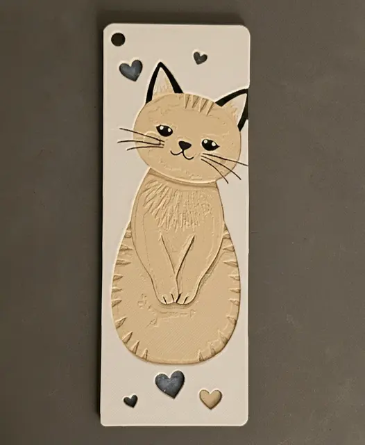 HueForge model: Valentine Kitty Bookmark9 - Hueforge - 4 colors by doodleddigital