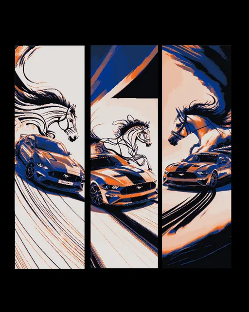 Fan Art Designs Celebrating the Ford Mustang - set of 3 bookmarks