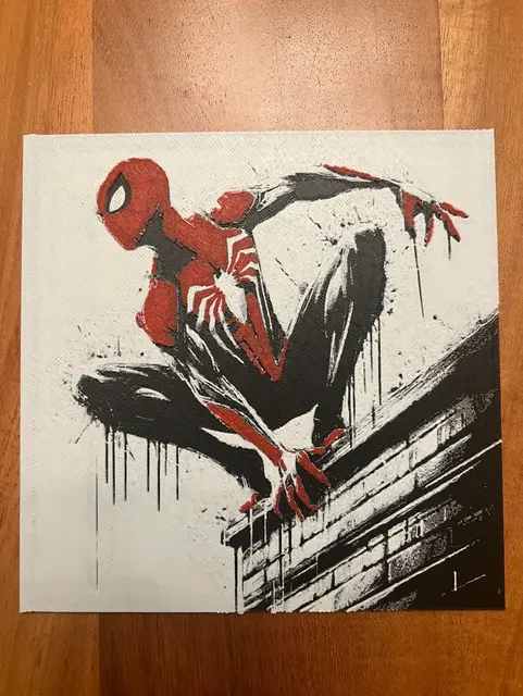 HueForge model: Spiderman on a Ledge by JustBe 3D Printing