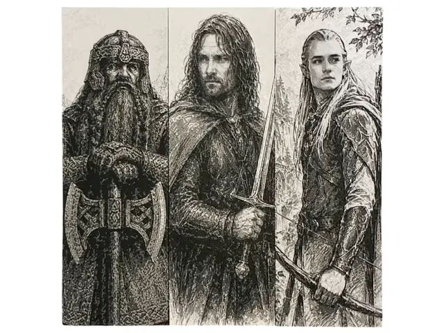 HueForge model: Aragorn, Legolas & Gimli Bookmark Collection by The SkyLab 3D