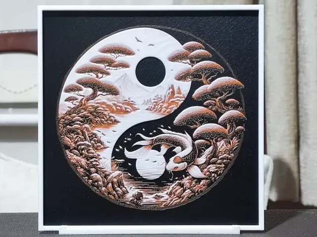 HueForge model: Double Exposure Yin & Yang - HueForge 3 Color by BoDad