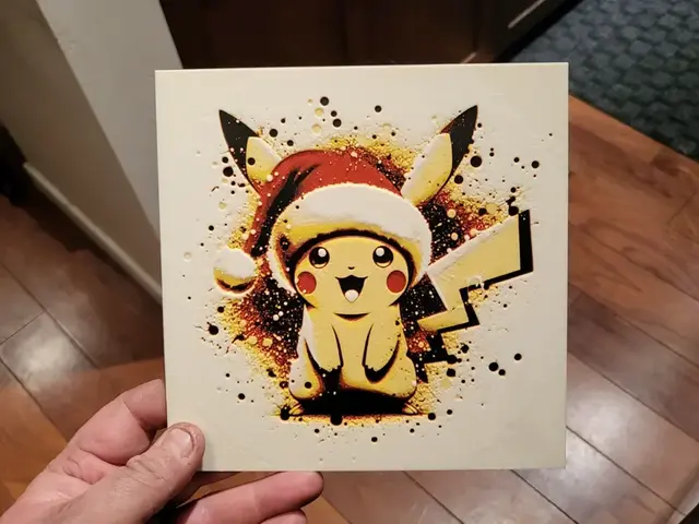 HueForge model: Graffiti Christmas Pikachu Hueforge by 3Ree Printing