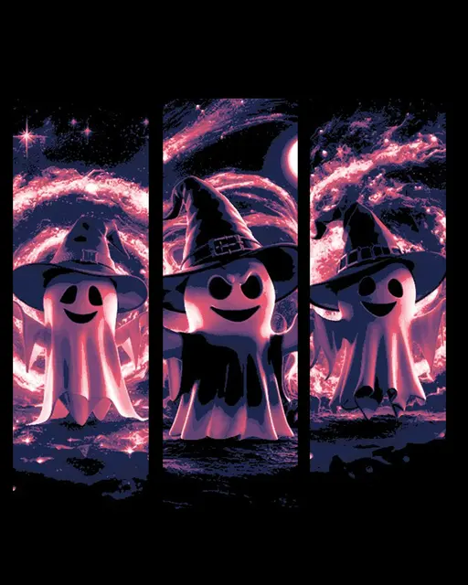 HueForge model: Magical Ghost spreading Halloween spirit, hat and all - Set of bookmarks by BooneCo3d