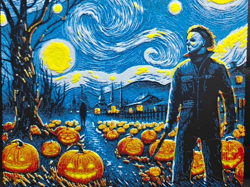 Halloween Starry Night Michael Myers (2 versions) by TheHueforgeLady HueForge model: Halloween Starry Night Michael Myers (2 versions) by TheHueforgeLady