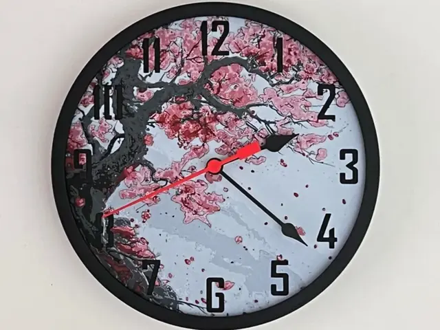 HueForge model: Customizable Clock - Cherry Blossoms by 3djd