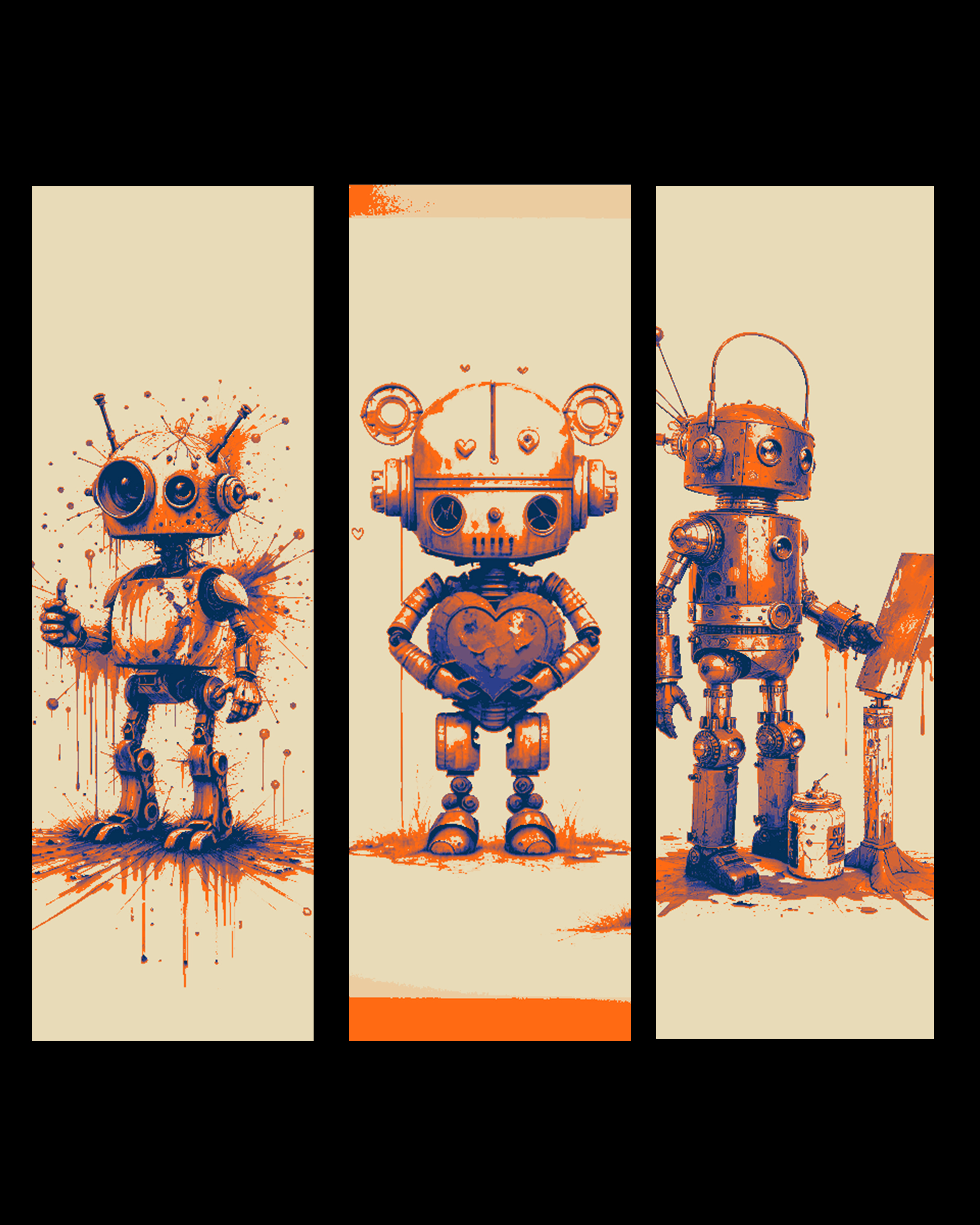 Robi and his friends try painting for the first time - Set of bookmarks by BooneCo3d HueForge model: Robi and his friends try painting for the first time - Set of bookmarks by BooneCo3d