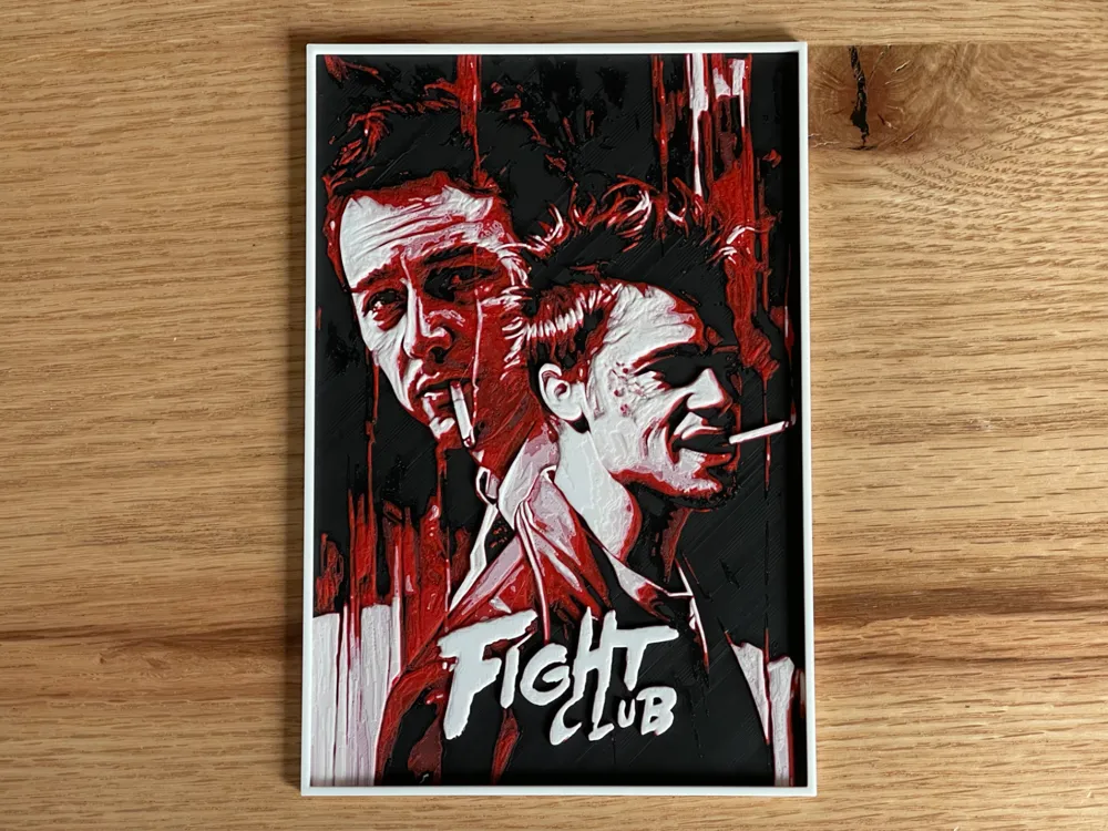 Fight Club (1999) Hueforge Movie Poster by NiiON HueForge model: Fight Club (1999) Hueforge Movie Poster by NiiON