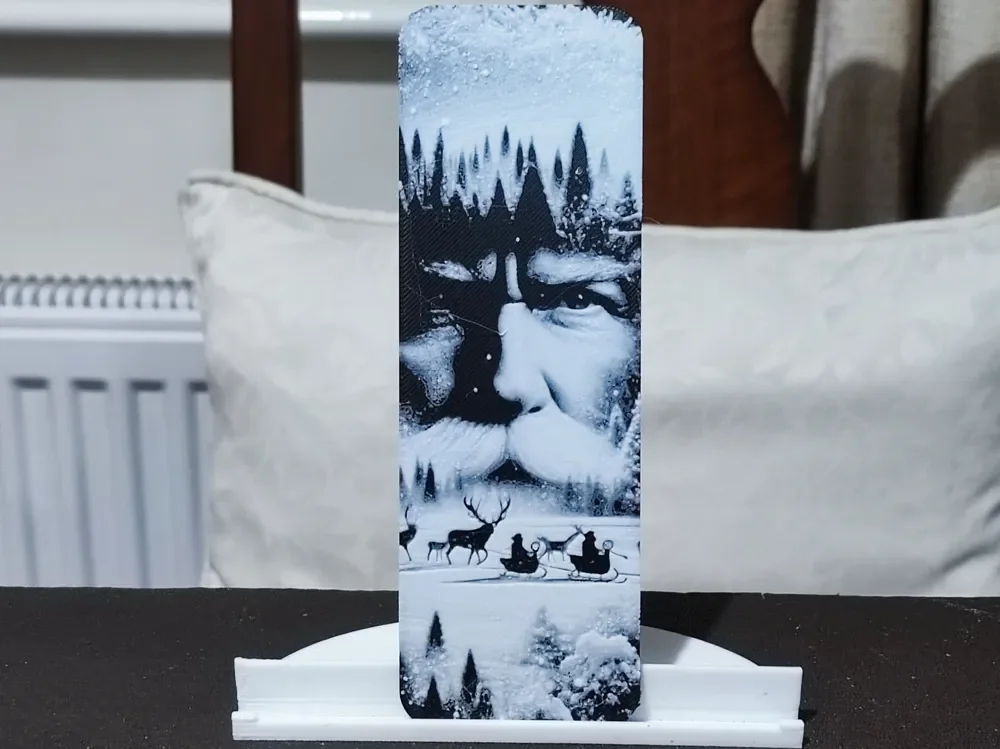 Double Exposure Santa Bookmark - 2 Color by BoDad HueForge model: Double Exposure Santa Bookmark - 2 Color by BoDad