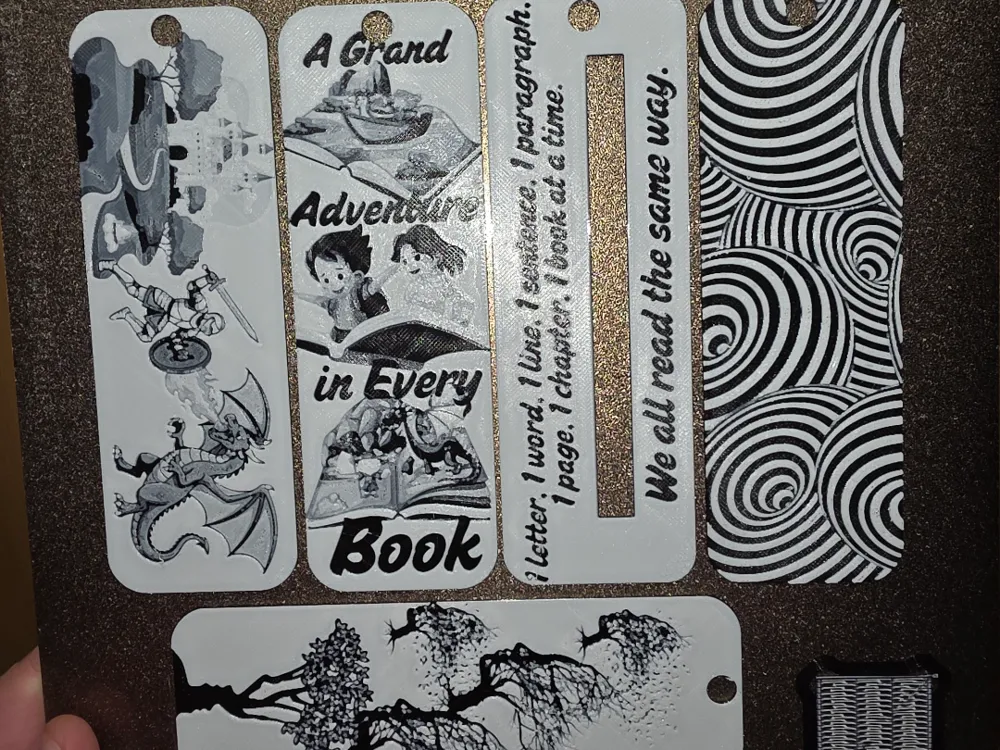 Motivational Bookmark Set of 5 black/white by AirMechDesigns HueForge model: Motivational Bookmark Set of 5 black/white by AirMechDesigns