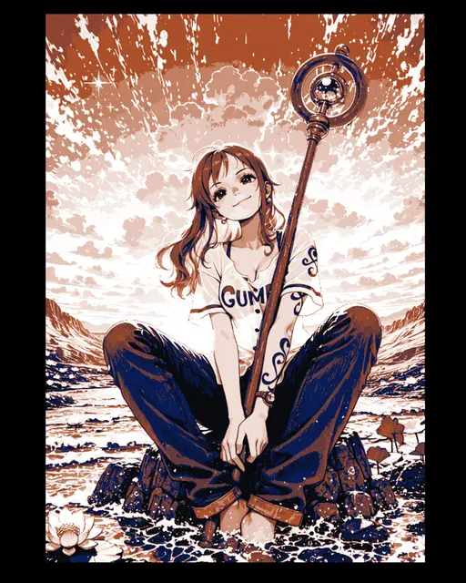 HueForge model: Fanart drawing of Nami of the One Piece Straw hat Pirate Crew - Hueforge art by BooneCo3d