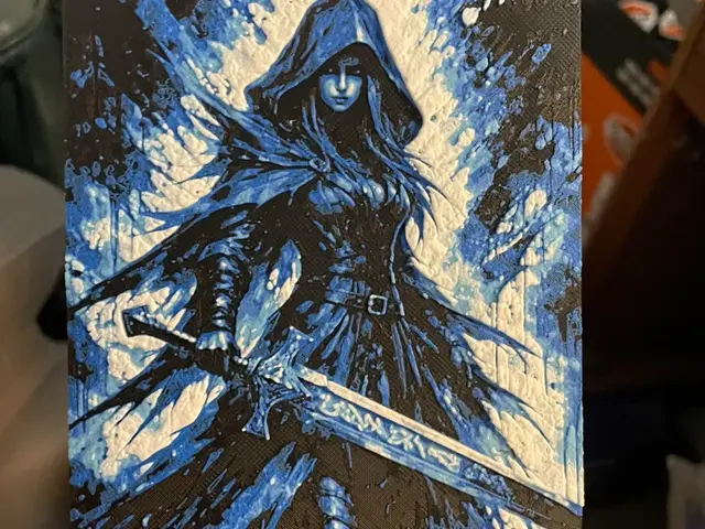 HueForge model: Rune Sword Woman Blue Hueforge by Advancedtechworldwide